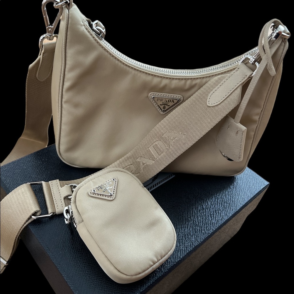 PRADA nylon crossbody with attachments